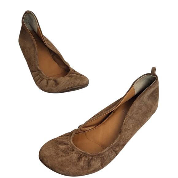 J.Crew 'Cece' Brown Suede Round Toe Slip On Crunch 46198 Ballet Flats Shoes 9.5 - Picture 1 of 7